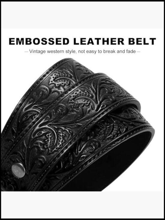 Split Leather Western Cowboy Belt with Bull Buckle for Jeans main image 5